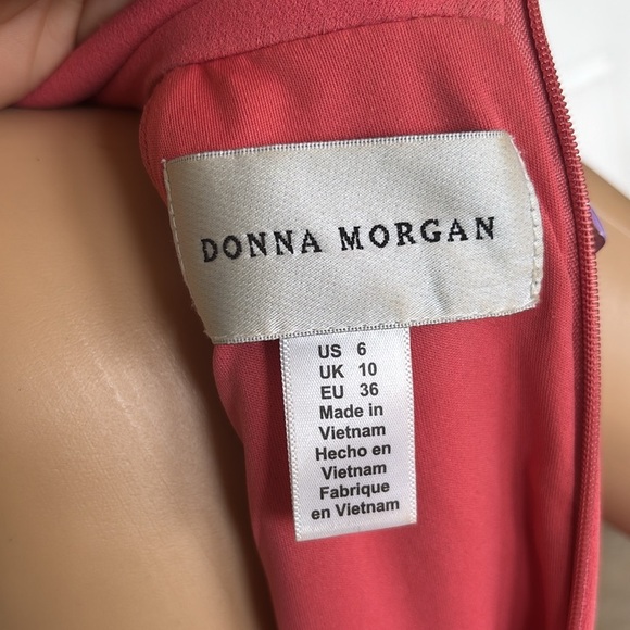 Donna Morgan Coral Tailored Midi Dress Halter Mock Neck Sleeveless Fit & Flare - Picture 6 of 16